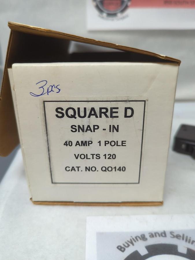 Used SQUARE D,QO140,CIRCUIT BREAKER 40 AMP 1-POLE LOT OF 3 PRE-OWNED