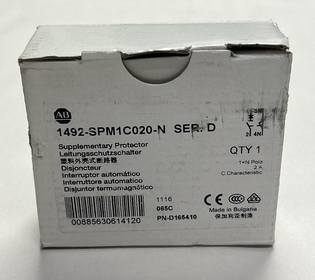 Used ALLEN BRADLEY,1492-SPM1C020-N,SER D SUPPLEMENTARY PROTECTOR NEW