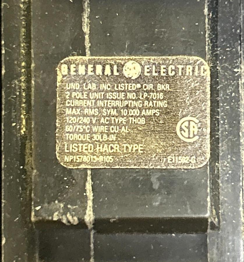 Used GENERAL ELECTRIC,THQB2130,CIRCUIT BREAKER 30A 120/240V 2P LOT OF 5