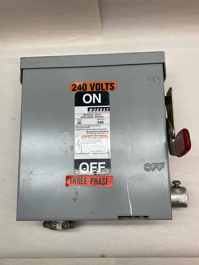 Used Murray,GHN421N,3-Phase Fusible Safety Switch Indoor Type 3R 30A 240V