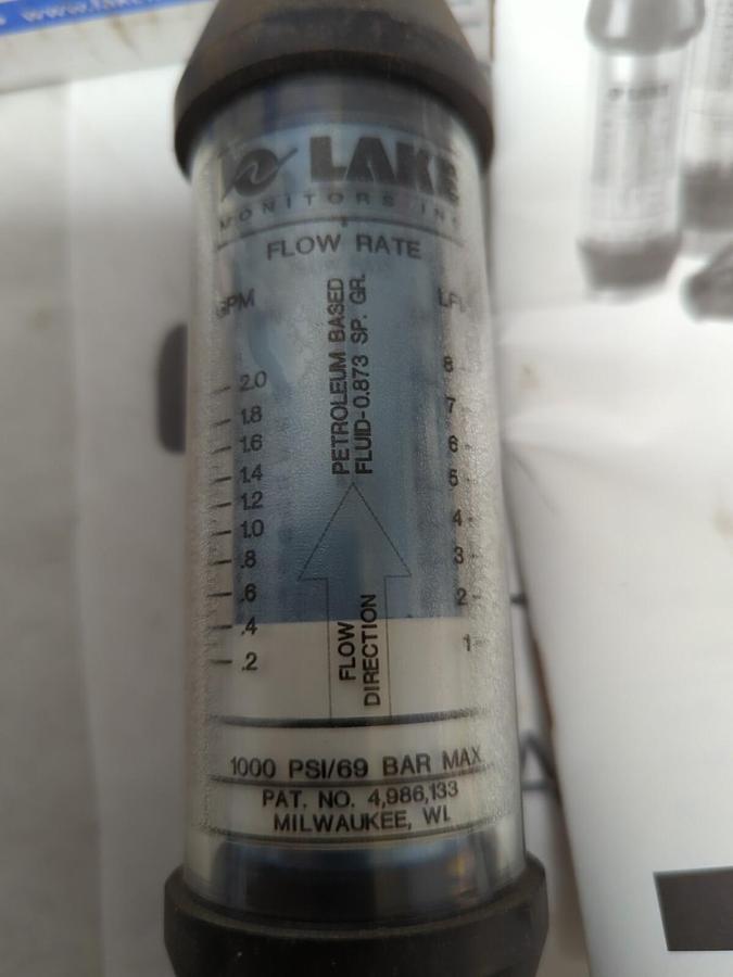 LAKE MONITORS,C3A5HB02,FLOW METER 1000 PSI/69 BAR MAX NOS