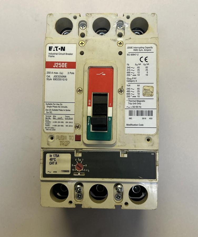 Used EATON,JGE3250NN,CIRCUIT BREAKER 250A 600V 3P