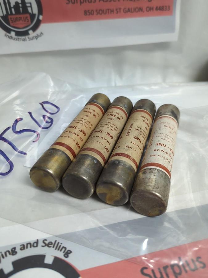 Used GOULD SHAWMUT,OTS60,ONE-TIME 60 AMP FUSE LOT OF 4 PRE-OWNED