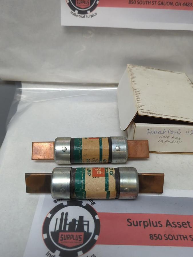 Used FEDERAL PACIFIC,11200,ONE-TIME 200 AMP FUSE LOT OF 2 PRE-OWNED