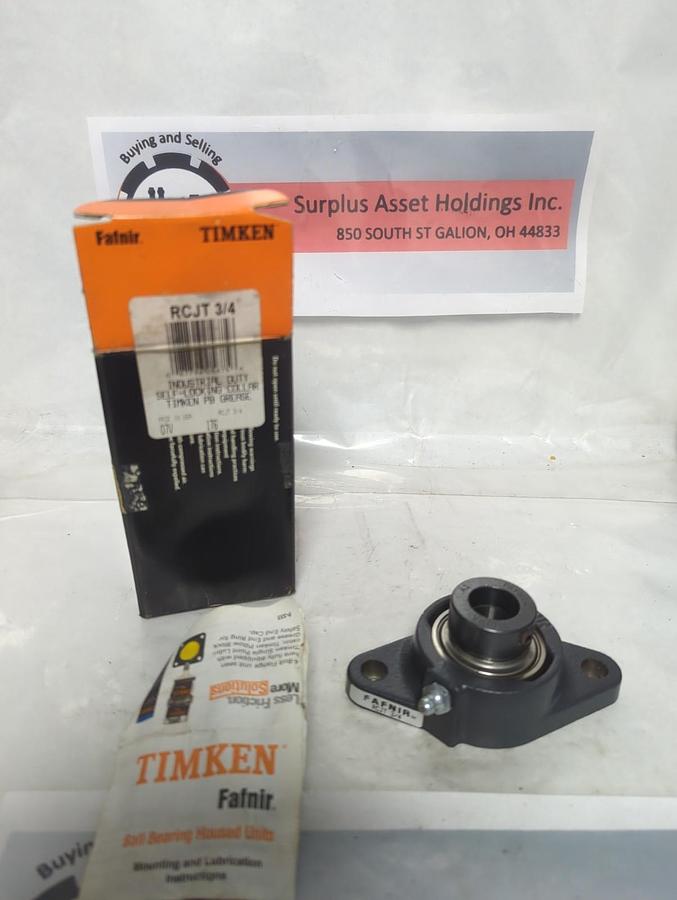 TIMKEN,RCJT 3/4,2-BOLT FLANGE BEARING 3/4 INCH BORE WITH LOCKING COLLAR NOS