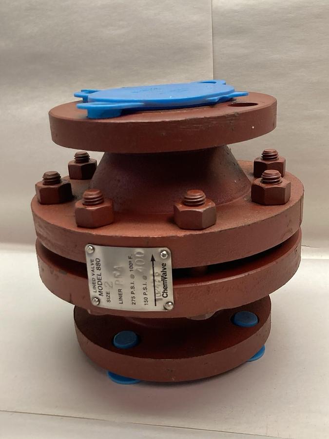 Used Chemvalve,Model 880,Size 2 Lined Valve PFA 150/275 PSI 102476