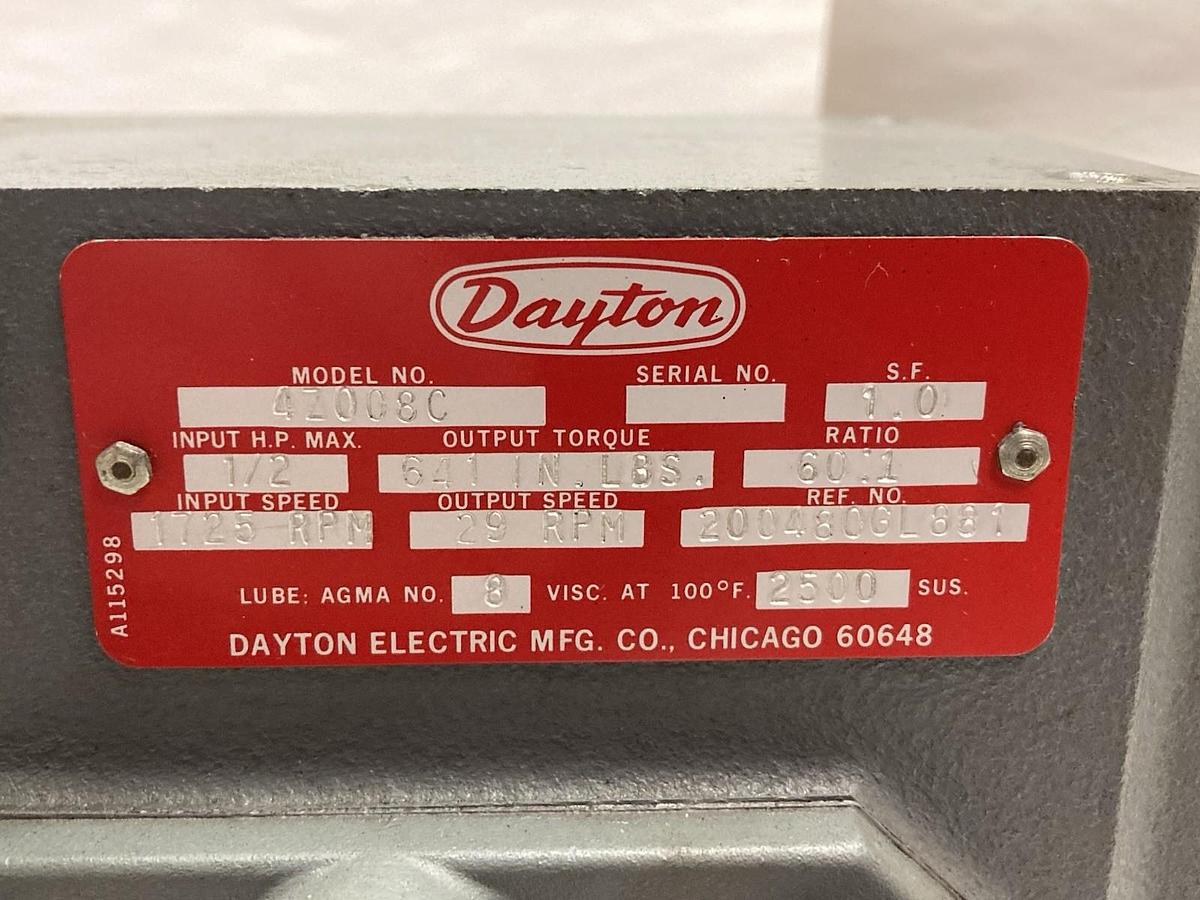 Dayton,4Z008C,Speed Reducer 1/2Hp Ratio 60:1 1725 RPM
