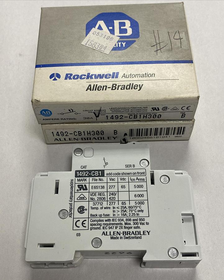 Allen Bradley,1492-CB1H300,Ser B Circuit Breaker Lot Of 2 NOS