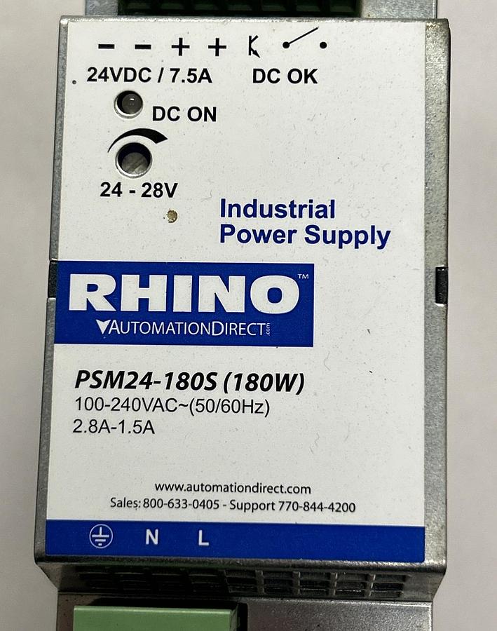 Used RHINO,PSM24-180S,SWITCHING POWER SUPPLY