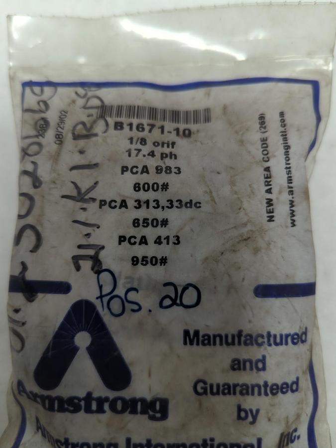 ARMSTRONG,B1671-10,1/8 ORIFICE ASSEMBLY FOR DRAIN TRAP NOS