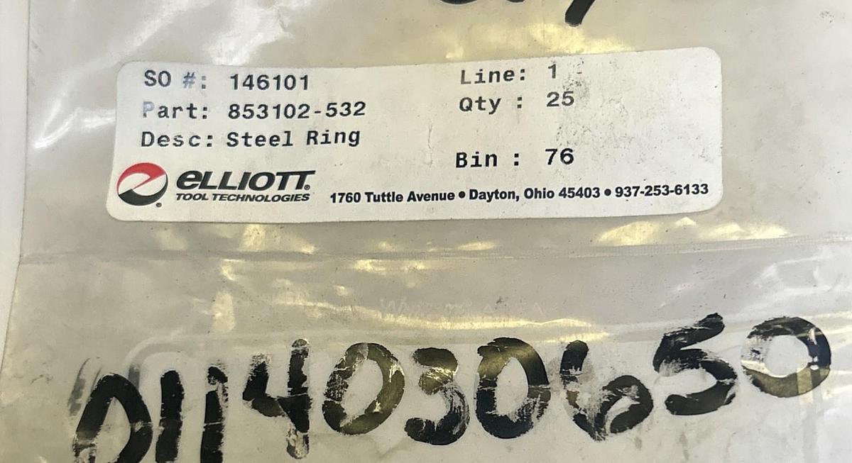 ELLIOT,853102-532,STEEL RING LOT OF 25 NOS