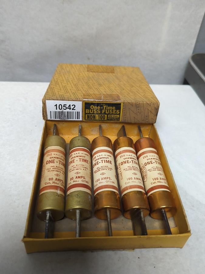 COOPER BUSSMANN,NON100,ONE-TIME 100 AMP FUSES BOX OF 5 NOS