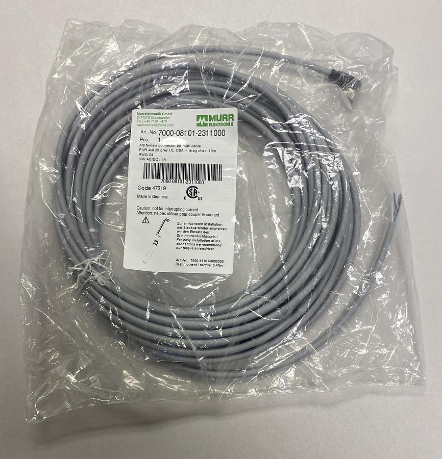 Used MURR ELEKTRONIK,7000-08101-2311000 M8, FEMALE 90 WITH CABLE NEW