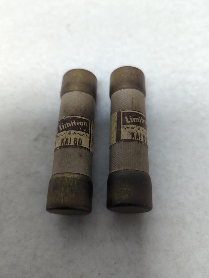 Used COOPER BUSSMANN,KAJ60,LIMITRON 60 AMP FUSE LOT OF 2 PRE-OWNED