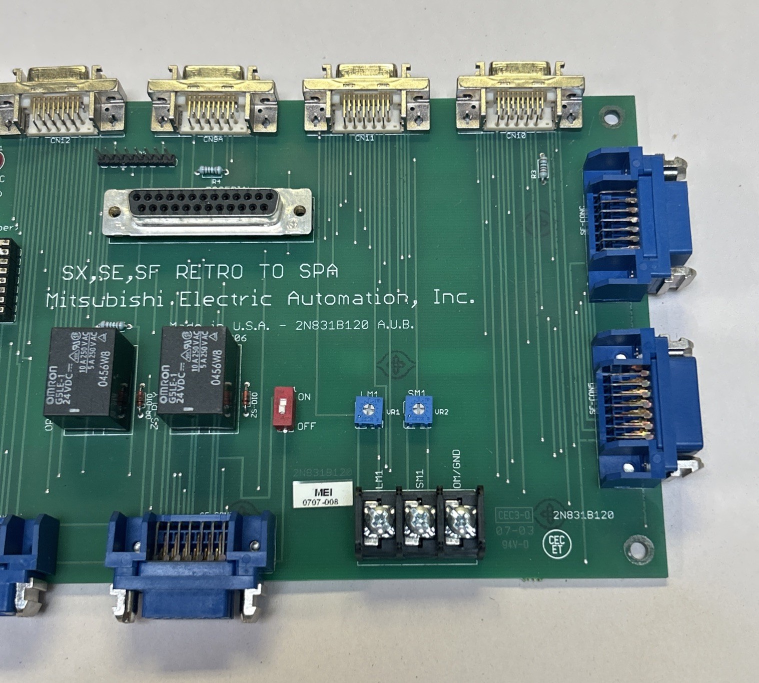 Used MITSUBISHI,2N831B120,SX SE SF RETRO TO SPA CIRCUIT BOARD