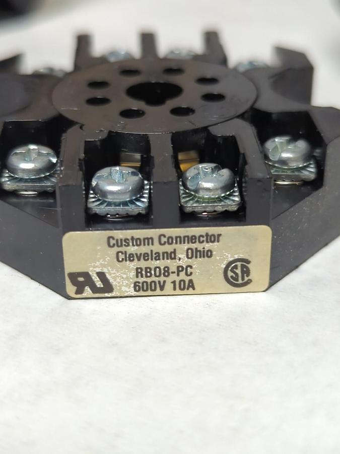 CUSTOM CONNECTOR,RB08-PC,OCTAL RELAY SOCKET 8-PIN10 AMP 600V LOT OF 10 NOS