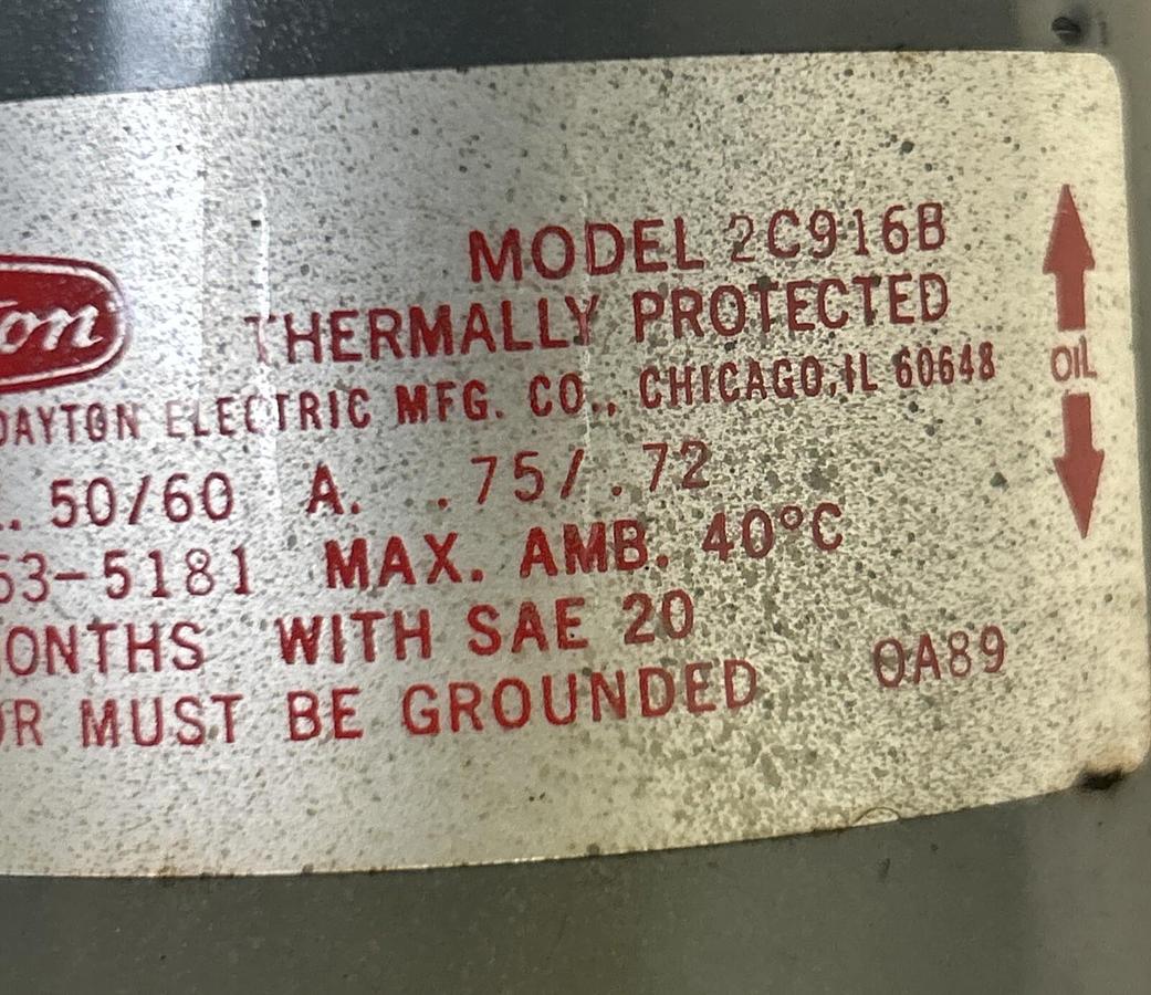 Used DAYTON,2C916B,POLE BLOWER 1610RPM 230V
