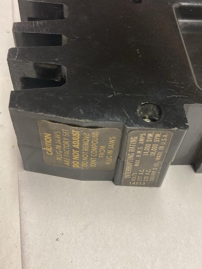 Used Square D,FY-14015-A,I-Line Circuit Breaker 15A 277Vac