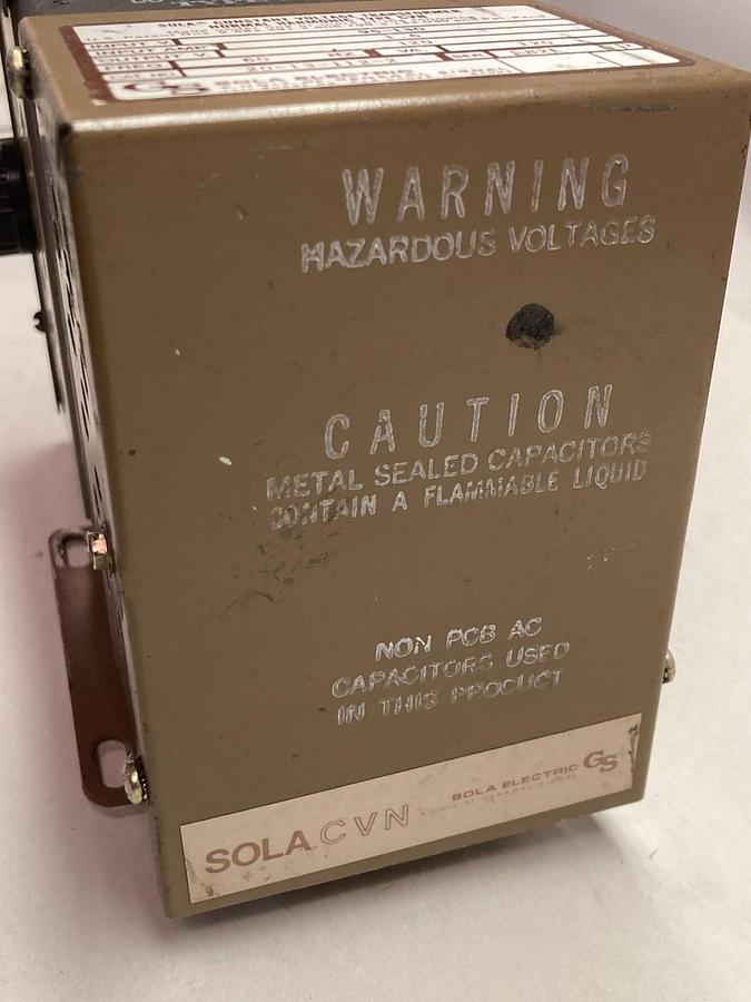 Used Sola,20-13-112-2,Constant Voltage Transformer 120V 1.6A 60Hz