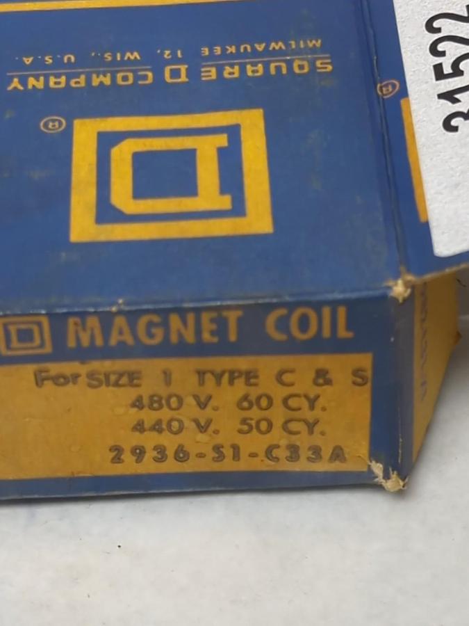 SQUARE D,2936-S1-C33A,MAGNET COIL FOR SIZE 1 TYPE C&S NOS