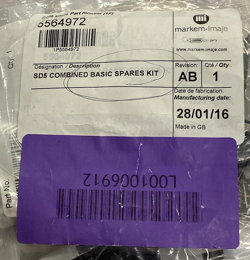 Used MARKEM,IMAJE 5564972 SD5,COMBINED BASIC SPARES KIT NEW