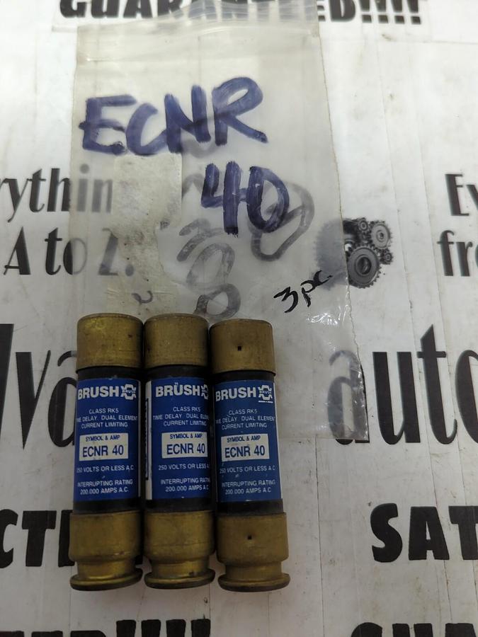 BRUSH,ECNR-40,DUAL ELEMENT FUSES LOT OF 3 NOS