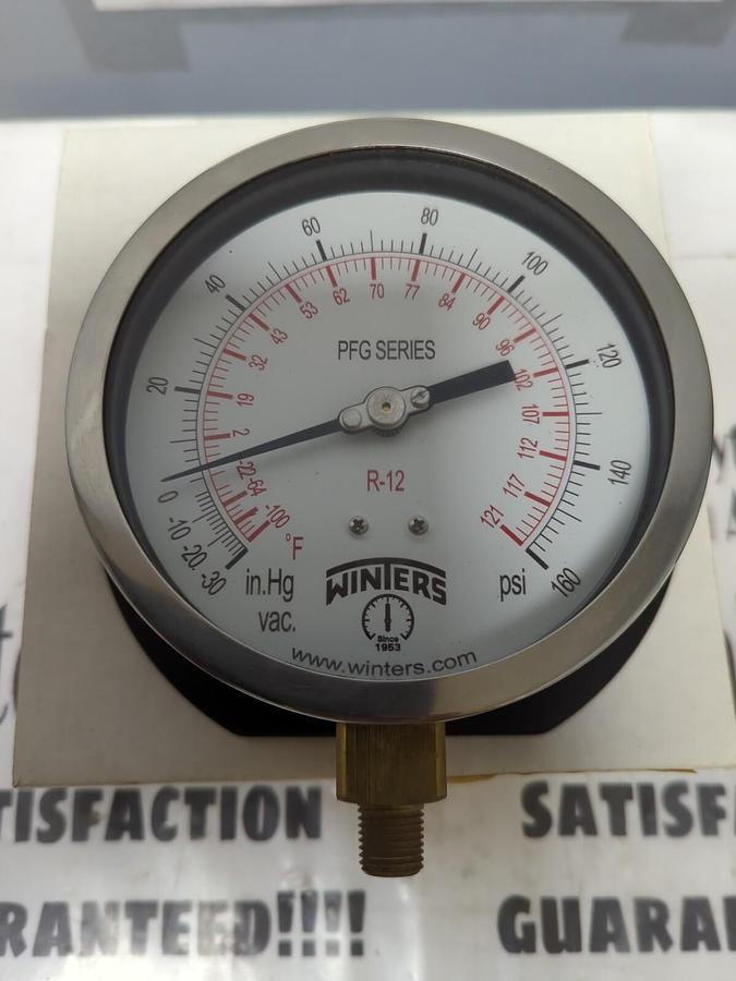 WINTERS,P3S6007-45BF-CD,4.5 INCH-30 INCH HG/0/300 PSI/F R-12/22/502 1/4 IN NPT