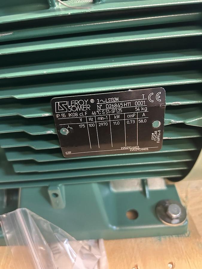 LEROY SOMER,D26845H11,MOTOR 11KW 175V 2970RPM 3PH LS132M FRAME