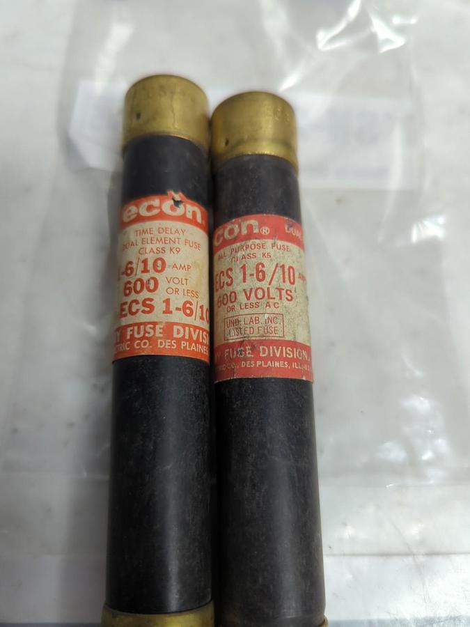 Used CEFCO,ECS 1-6/10,TIME-DELAY 1-6/10 AMP FUSE LOT OF 2 PRE-OWNED