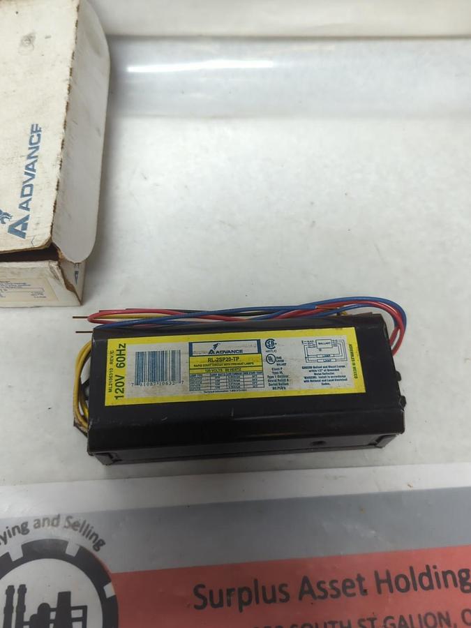 ADVANCE,TL25P20TP,MAGNETIC RAPID START BALLAST 120V 60HZ NOS