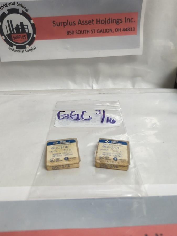 GOULD SHAWMUT,GGC-3/16,FAST ACTING 3/16 AMP FUSE LOT OF 10 NOS