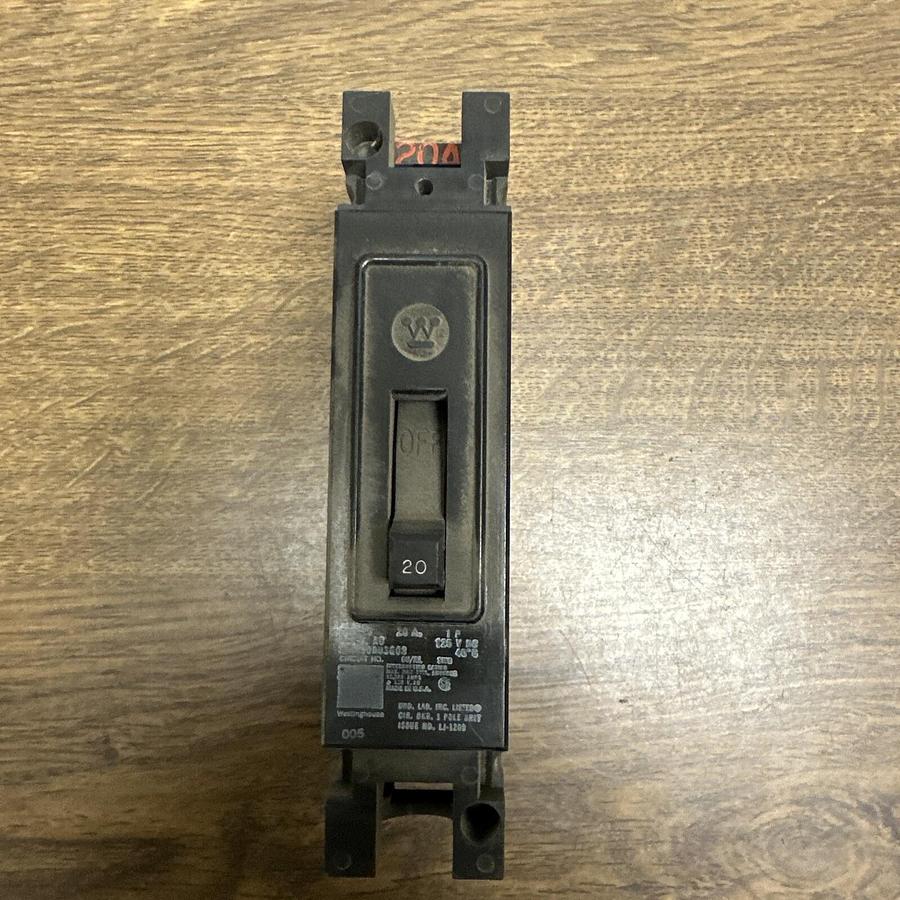 Used Westinghouse,EB1020,20A 120VAC 1Pole Circuit Breaker