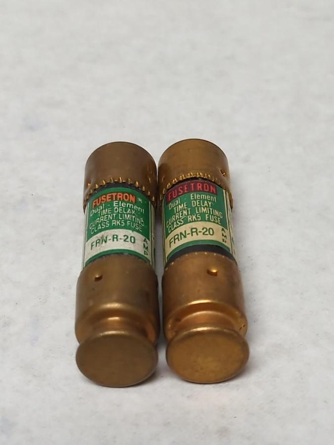 Used COOPER BUSSMANN,FRN-R-20,FUSETRON 20 AMP FUSES LOT OF 2 PRE-OWNED