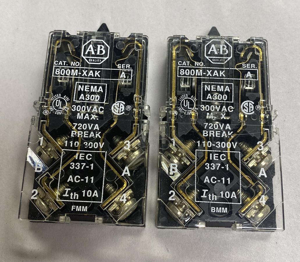 Allen Bradley,800M-XAK,SER. A Contact Block Lot Of 2 NOS