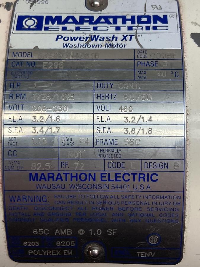 Marathon,5KS40UN4584B,1HP High Efficiency Power Wash XT Electric Motor