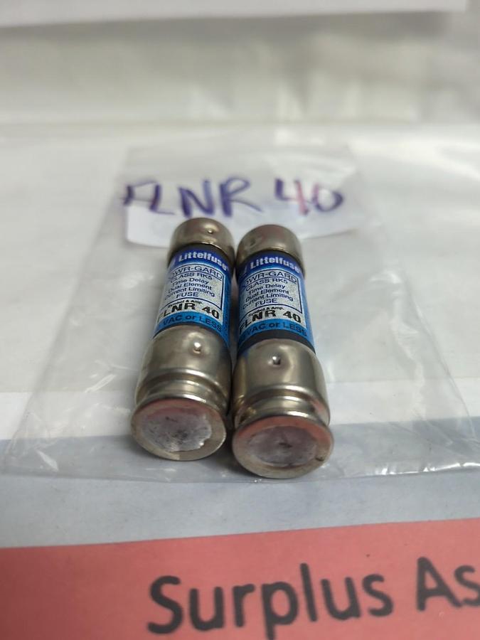 Used LITTELFUSE,FLNR-40,POWR-GARD 40 AMP FUSE LOT OF 2 PRE-OWNED