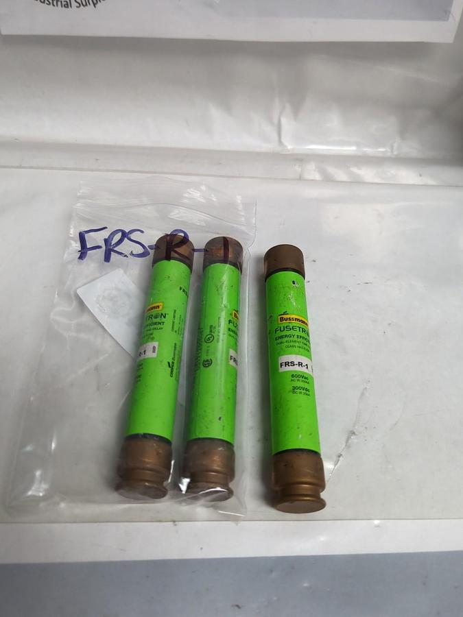 Used COOPER BUSSMANN,FRS-R-1,FUSETRON FUSE 1 AMP LOT OF 3 PRE-OWNED
