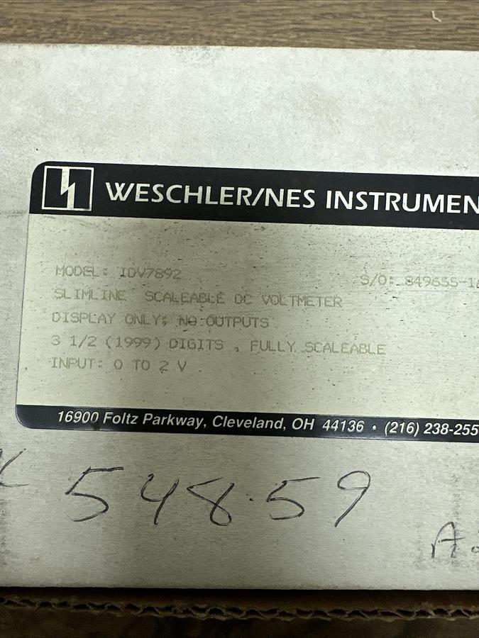 Used Weschler/NES Instruments,IDV7892,Slimline Scaleable DC Voltmeter