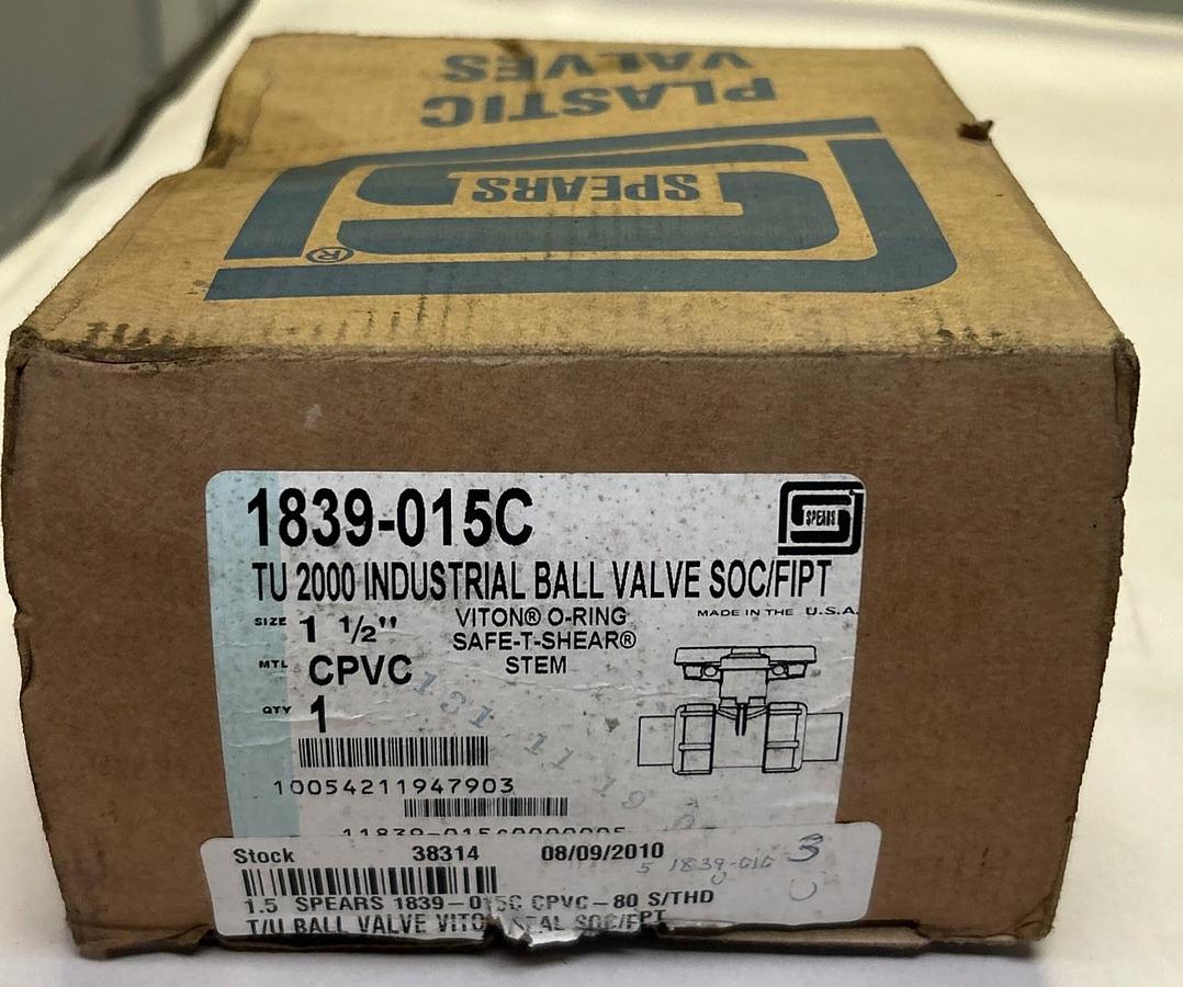 SPEARS,1839-015C,INDUSTRIAL BALL VALVE 1-1/2INCH NOS