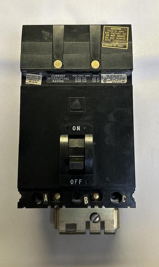 Used SQUARE D,FA36020,I-LINE CIRCUIT BREAKER 20A 600V 3P