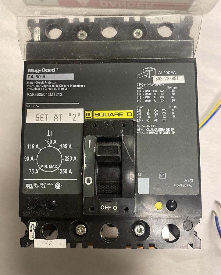 Square D,FAF3605014M1212,Circuit Breaker 50A 600V New