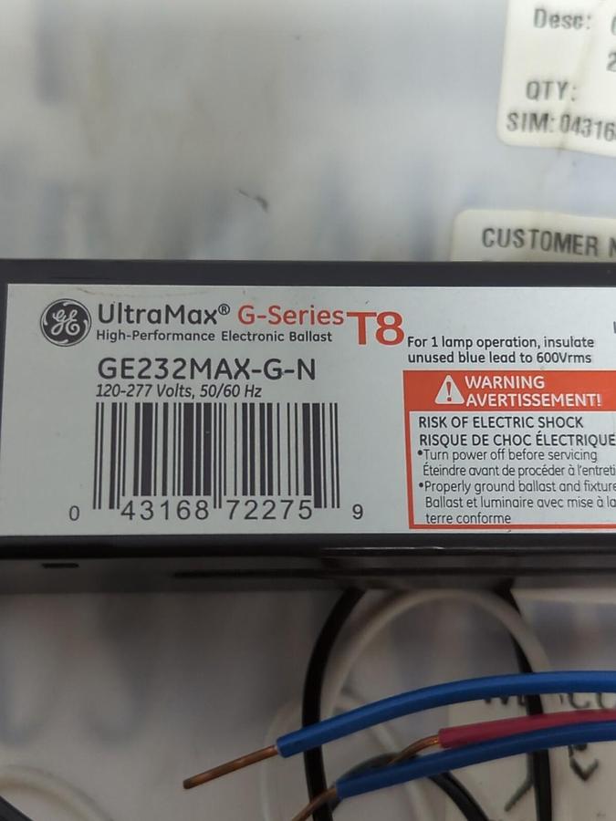 GENERAL ELECTRIC,GE232MAX-G-N  T8-2N,ELECTRONIC BALLAST NOS