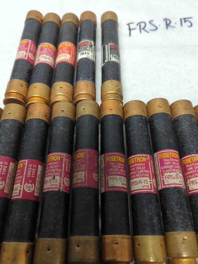Used COOPER BUSSMANN,FRS-R-15,FUSETRON 15 AMP FUSE LOT OF 15 PRE-OWNED