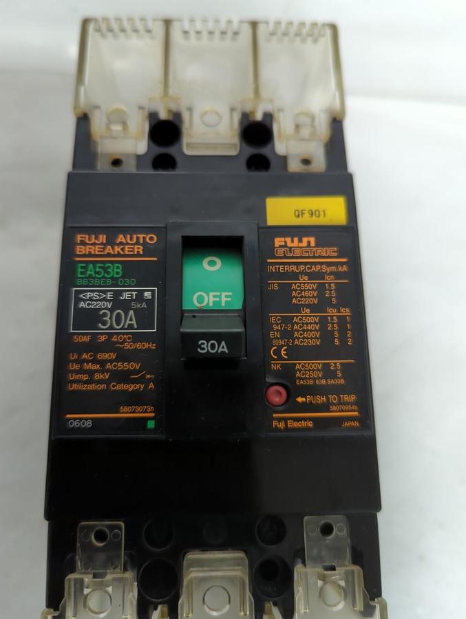 Used FUJI,BB3BEB-030,EA53B CIRCUIT BREAKER 30 AMP PRE-OWNED