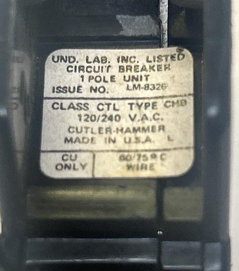 Used CUTLER HAMMER,CHB120,CIRCUIT BREAKER 20A 120/240V 1P LOT OF 5
