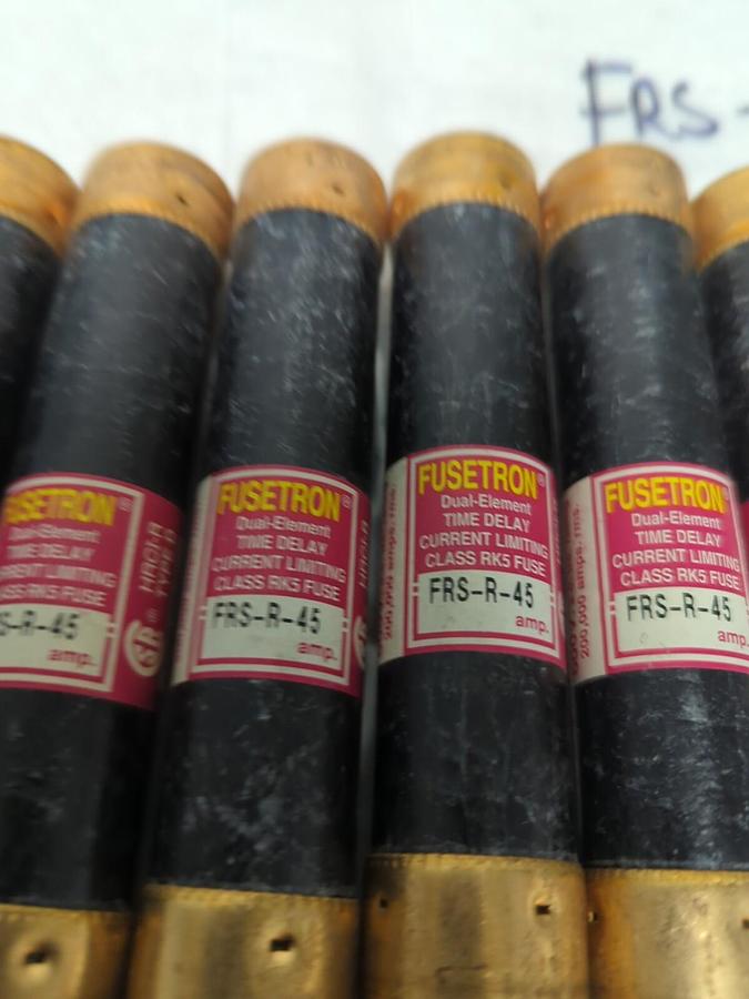 Used COOPER BUSSMANN,FRS-R-45,FUSETRON 45 AMP FUSE LOT OF 8 PRE-OWNED