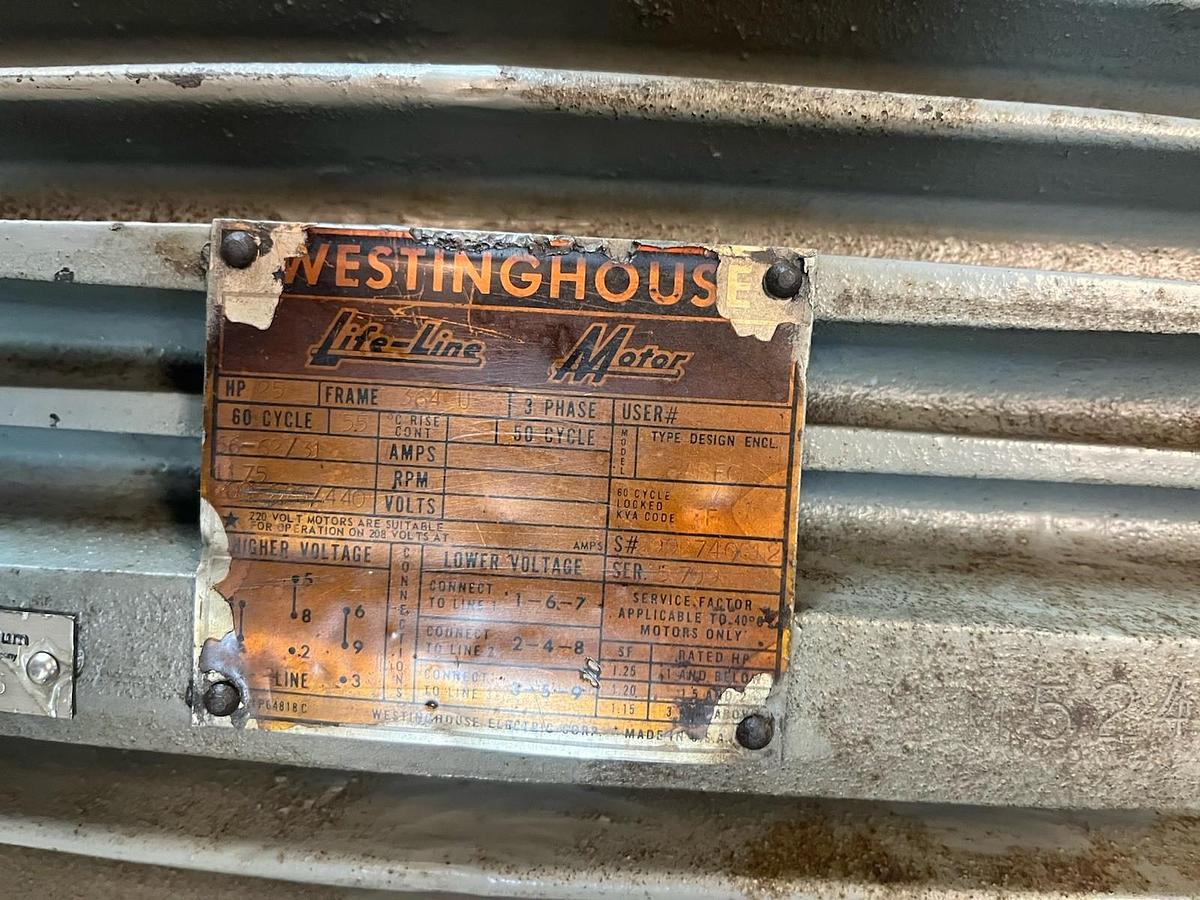 Used WESTINGHOUSE,ABFC,LIFE-LINE MOTOR 25HP 364U 1175RPM 440V 3PH