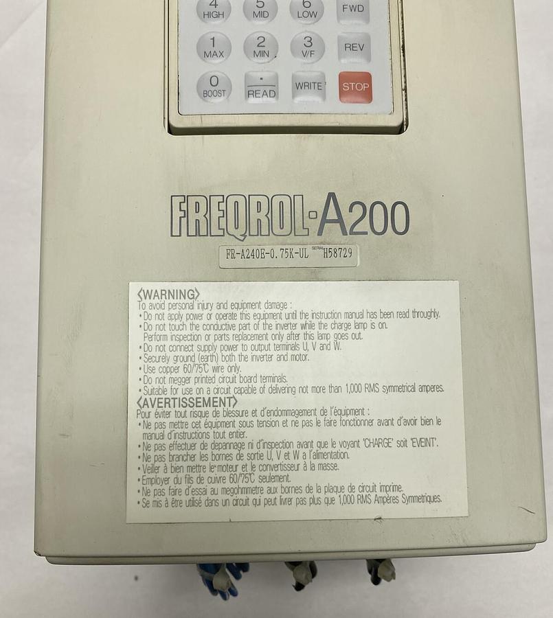 Used Mitsubishi,FR-A240E-0.75K-UL FREQROL-A200,Inverter 1.5HP 380-460V Parameter Unit