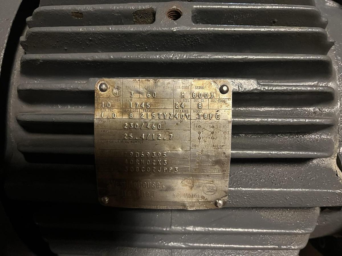 Used WESTINGHOUSE,79D68395,TBFC ELECTRIC MOTOR 10HP 1745RPM 3PH 215TYZ