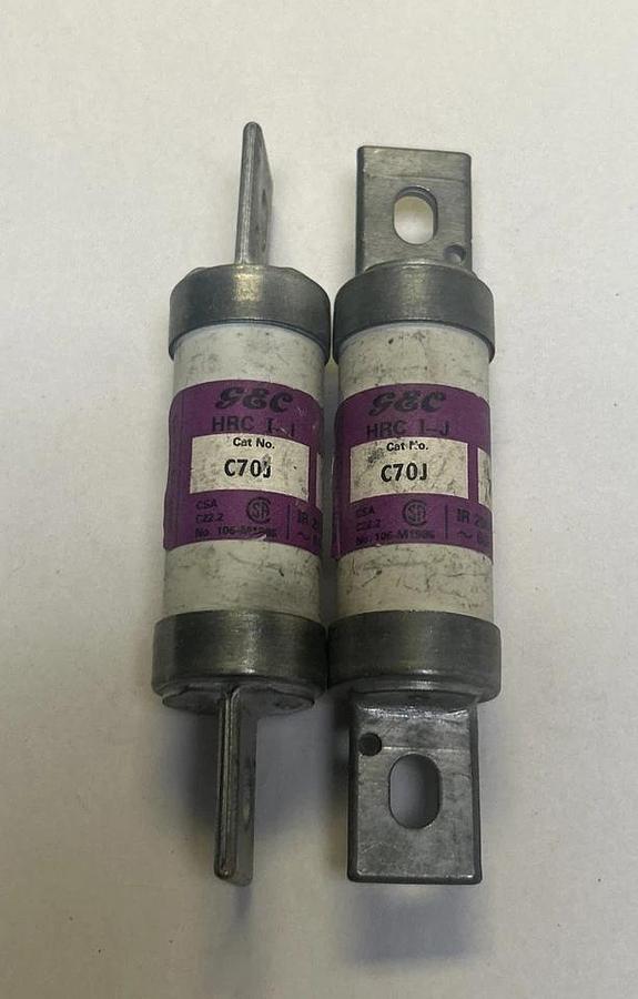 Used GEC,C70J,FUSE 70A 600V LOT OF 2